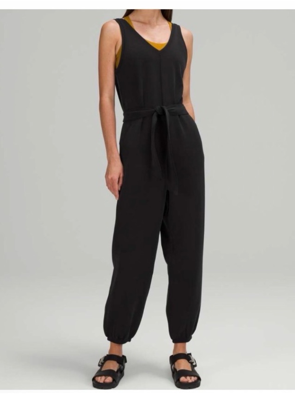 Lululemon Ease of it all Softstreme Black V-Neck Jumpsuit size 4